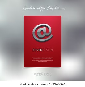 Vector brochure or booklet cover design template. Business concept. Flyer idea. Poster with 3d email sign icon