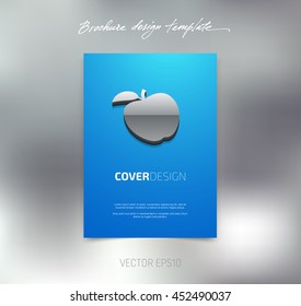 Vector brochure or booklet cover design template. Business concept. Flyer idea. Poster with 3d apple icon