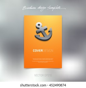 Vector brochure or booklet cover design template. Business concept. Flyer idea. Poster with 3d anchor icon