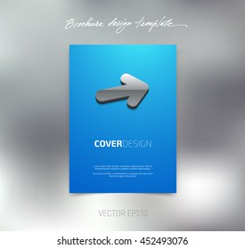 Vector brochure or booklet cover design template. Business concept. Flyer idea. Poster with 3d arrow icon