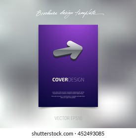 Vector brochure or booklet cover design template. Business concept. Flyer idea. Poster with 3d arrow icon