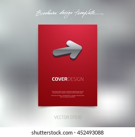 Vector brochure or booklet cover design template. Business concept. Flyer idea. Poster with 3d arrow icon