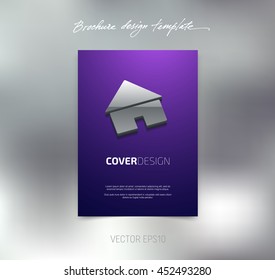Vector brochure or booklet cover design template. Business concept. Flyer idea. Poster with 3d house icon
