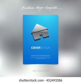 Vector brochure or booklet cover design template. Business concept. Flyer idea. Poster with 3d house icon