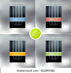Vector brochure or booklet cover design templates collection. Business concept. Flyer idea. Stitched detail. 