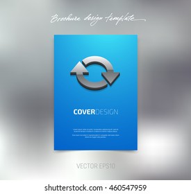 Vector brochure or booklet cover design template. Flyer idea. Poster with 3d rounded arrows