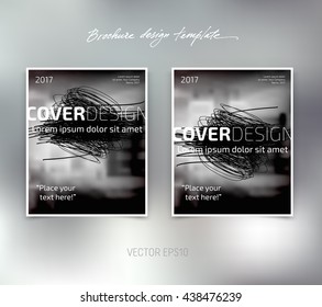 Vector brochure or booklet design template. Business concept. Flyer idea. Grunge freehand scribbles and brush strokes