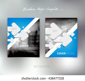 Vector brochure or booklet design template. Business concept. Flyer idea. White 3d arrows.