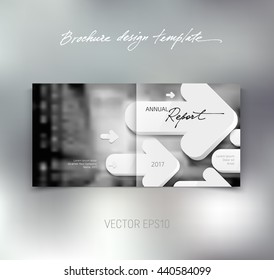 Vector brochure or booklet design template. Cover and back. Business concept.  White 3d arrows