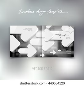 Vector brochure or booklet design template. Cover and back. Business concept.  White 3d arrows