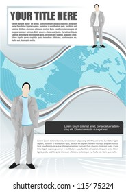 Vector brochure concept with continents and manager
