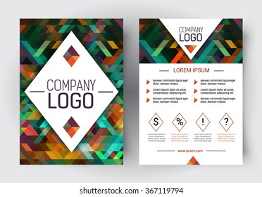 Vector Brochure corporate blank template. Front page and back page. Abstract design. 