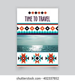 Vector Brochure corporate blank template. Tribal   design. Cover layout design. 