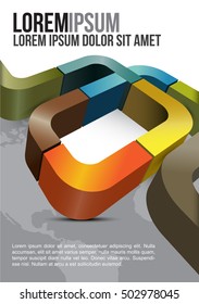 Diseño de portada de vectores con rayas y continentes en segundo plano