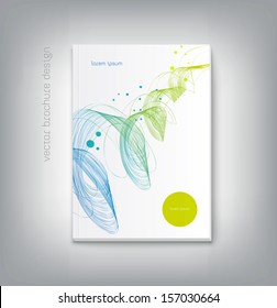 Vector brochure cover design template with abstract dynamic wave background