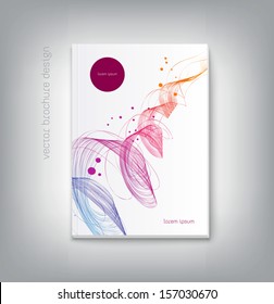 Vector brochure cover design template with abstract dynamic wave background