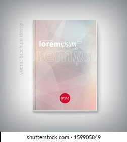 Vector brochure cover design template with modern light and subtle polygonal background. Clean contemporary design. Can be used for stationery, business cards, web and flyers. 