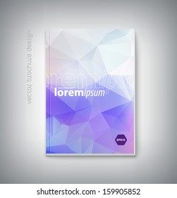 Vector brochure cover design template with modern light purple polygonal background. Clean contemporary design. Can be used for stationery, business cards, web and flyers. 