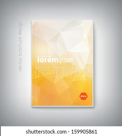 Vector brochure cover design template with modern light yellow polygonal background. Clean contemporary design. Can be used for stationery, business cards, web and flyers. 