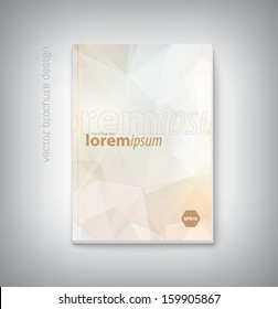 Vector brochure cover design template with modern subtle beige polygonal background. Clean contemporary design. Can be used for stationery, business cards, web and flyers. 