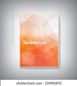 Vector brochure cover design template with modern light orange polygonal background. Clean contemporary design. Can be used for stationery, business cards, web and flyers. 