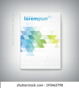Vector brochure cover design template with abstract geometric triangular background