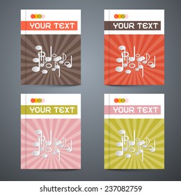 Vector Brochure Cover Design Template Set with Note - Music Illustration