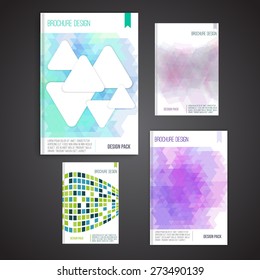Vector brochure cover design templates with abstract geometric shapes and triangle backgrounds for your business. EPS10.