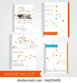 Vector brochure cover design templates with bright geometric triangular connection. Backgrounds for your business covers, banners, promotion materials