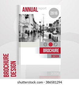 Vector brochure cover template with blured city landscape. Business brochure cover design, flyer brochure cover, professional corporate brochure  cover.