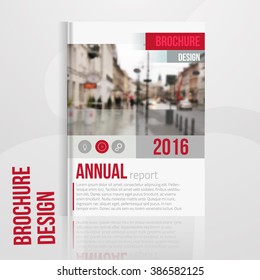 Vector brochure cover template with blured city landscape. Business brochure cover design, flyer brochure cover, professional corporate brochure  cover.