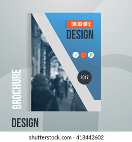 Vector brochure cover template with blured city landscape. Business brochure cover design, flyer brochure cover, professional corporate brochure  cover.