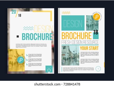 Vector brochure cover templates with blured city landscape. Business book cover design, flyer, professional corporate identity style for presentations