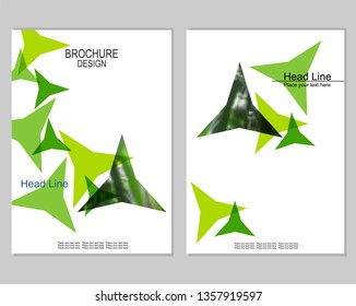 Vector brochure cover templates with blurred plants. Business brochure cover design. EPS 10. Mesh background.