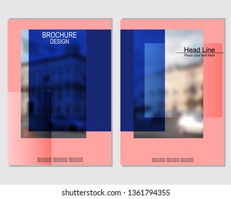 Vector brochure cover templates with blurred cityscape. EPS 10. Mesh background.