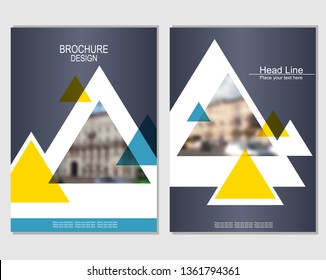 Vector brochure cover templates with blurred cityscape. EPS 10. Mesh background.