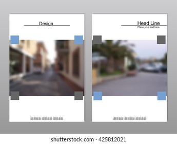 Vector brochure cover templates with blurred cityscape.  Mesh background.