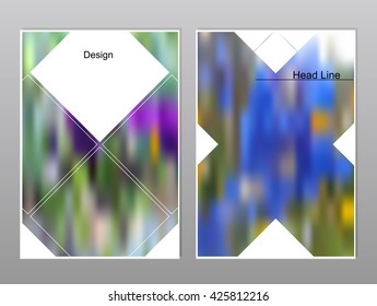 Vector brochure cover templates with blurred flowers. Mesh background.