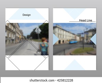 Vector brochure cover templates with blurred cityscape.  Mesh background.