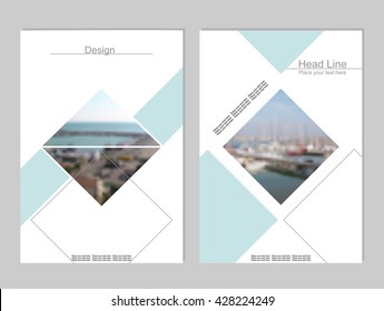 Vector brochure cover templates with blurred seaport.  Mesh background.