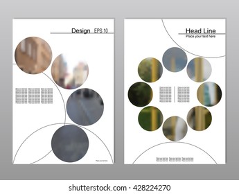 Vector brochure cover templates with blurred cityscape.  Mesh background.