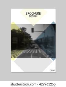 Vector brochure cover templates with blurred cityscape.  Mesh background.