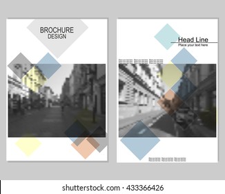 Vector brochure cover templates with blurred cityscape.  Mesh background.