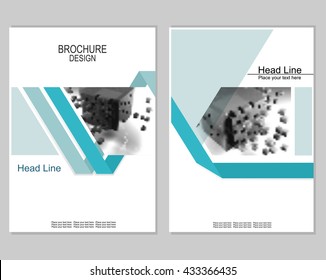 Vector brochure cover templates with blurred abstract cubes. 