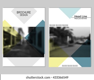 Vector brochure cover templates with blurred cityscape.  Mesh background.