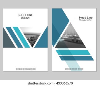 Vector brochure cover templates with blurred seaport.  Mesh background.