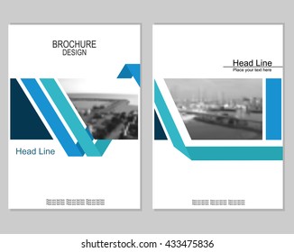 Vector brochure cover templates with blurred seaport.  Mesh background.