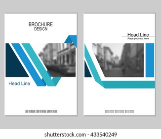 Vector brochure cover templates with blurred cityscape. Mesh background.