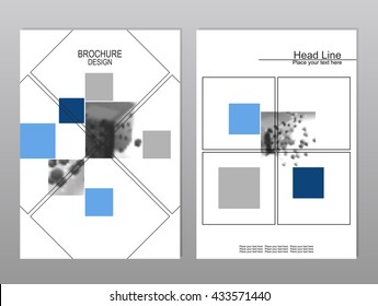 Vector brochure cover templates with blurred abstract cubes. 