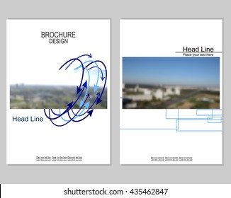 Vector brochure cover templates with blurred cityscape. Mesh background.